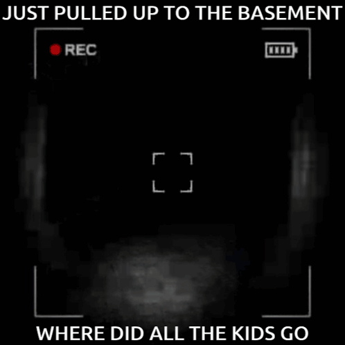 A Black And White Photo With The Words Just Pulled Up To The Basement GIF