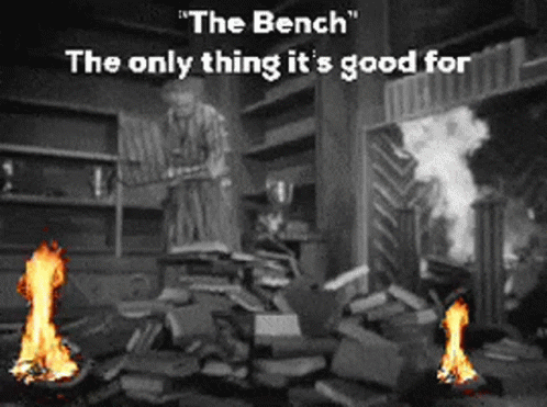 A Black And White Photo With The Words " The Bench " On The Top GIF