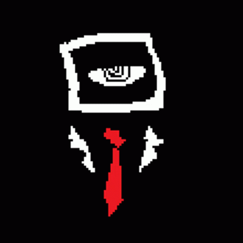 A Black And White Pixel Art Of A Man With A Red Tie GIF