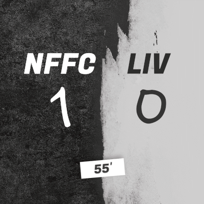 A Black And White Poster That Says Nffc Liv 1 0 GIF