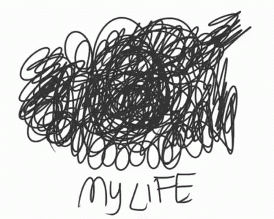 A Black And White Scribble With The Word My Life Written Below GIF