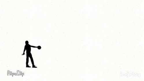 A Black And White Silhouette Of A Man Holding A Basketball . GIF