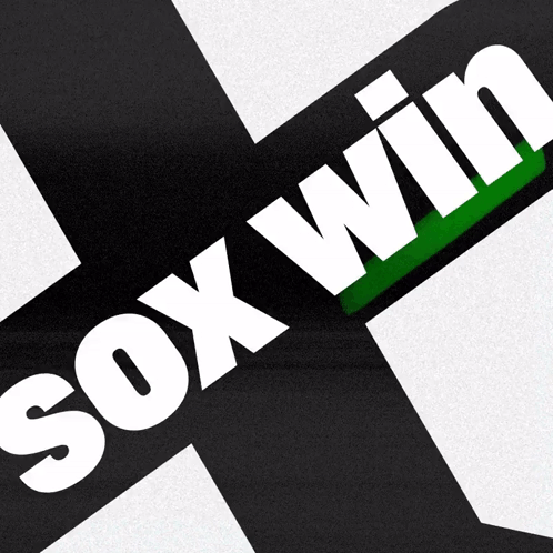 A Black And White Sox Win Logo With A Green Arrow GIF