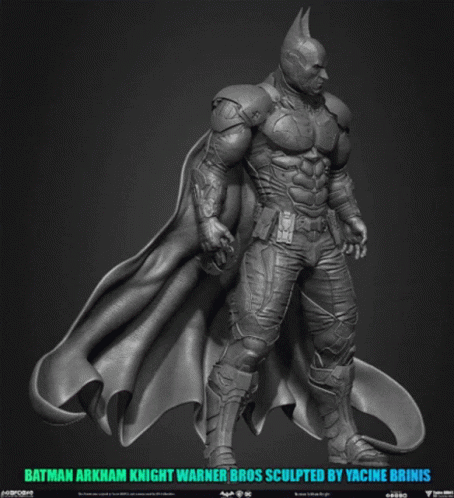 Black And White Batman Arkham Knight Statue GIF
