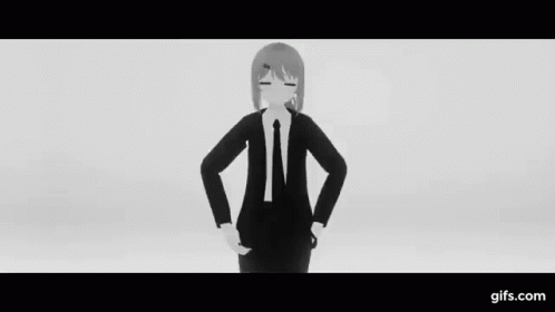 A Black And White Video Of A Girl In A Suit And Tie . GIF