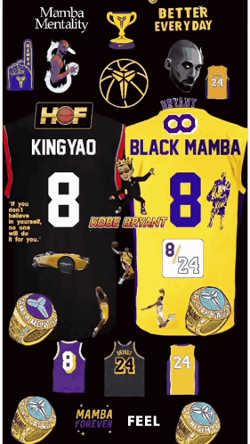 a black and yellow mamba jersey with the number 8 on the front