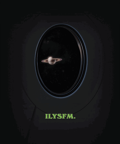 A Black Background With A Circle And The Words Ilysfm On It GIF