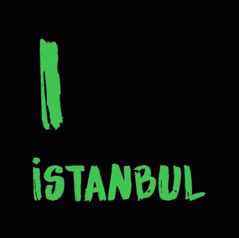 A Black Background With A Green Heart And The Word Istanbul GIF