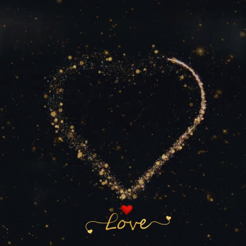 a black background with a heart and the word love written in gold