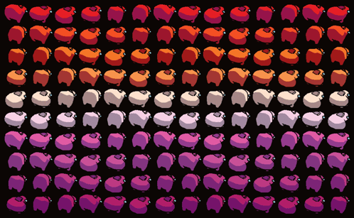A Black Background With A Pattern Of Sheep In Different Colors GIF
