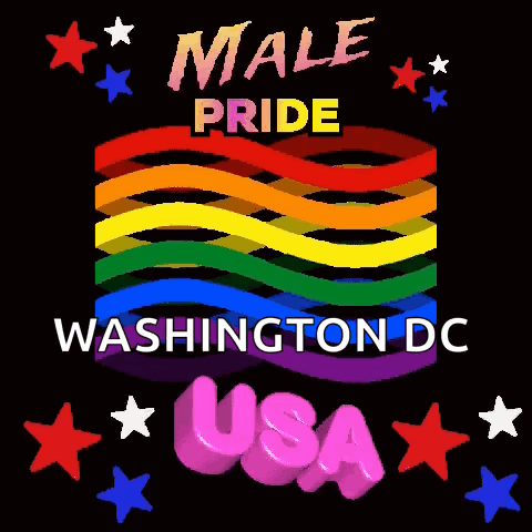 A Black Background With A Rainbow And The Words Male Pride Washington Dc Usa GIF