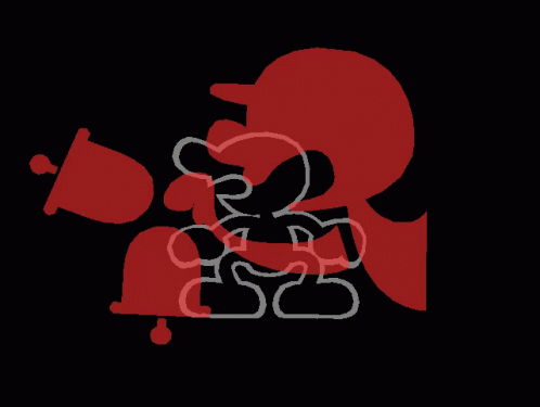 A Black Background With A Red Silhouette Of A Cartoon Character GIF