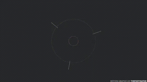 A Black Background With A White Circle With Three Arrows Pointing In Opposite Directions GIF