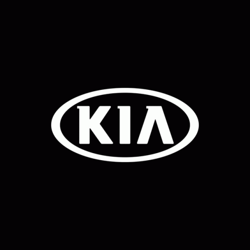 A Black Background With A White Kia Logo On It GIF