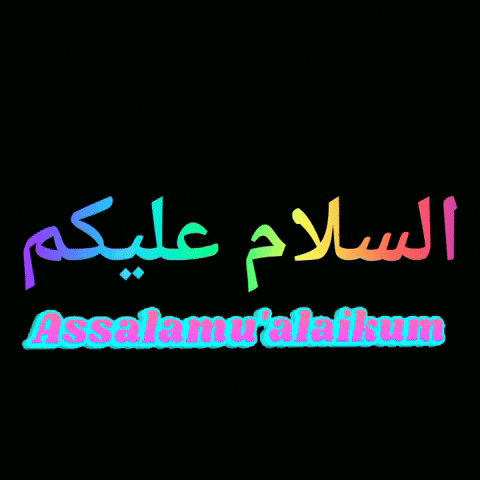 A Black Background With Arabic Writing That Says Assalamu ' Alaikum GIF