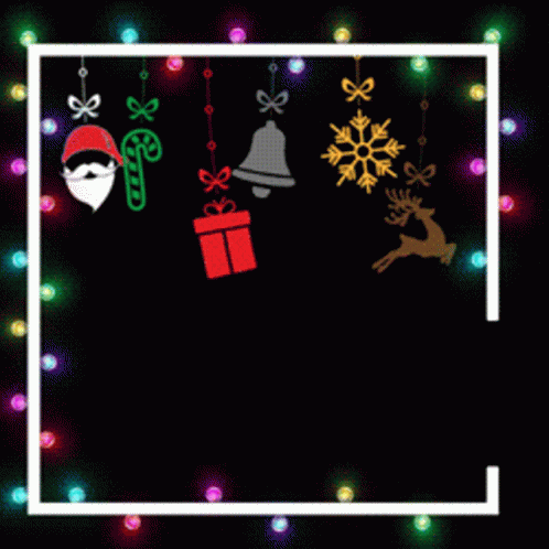 A Black Background With Christmas Decorations And The Words Kick Ads GIF