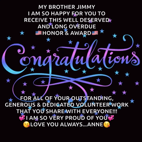 A Black Background With Congratulations Written In Blue And Purple GIF