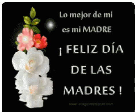 A Black Background With Flowers And The Words " Lo Mejor De Mi Es Mi Madre " GIF