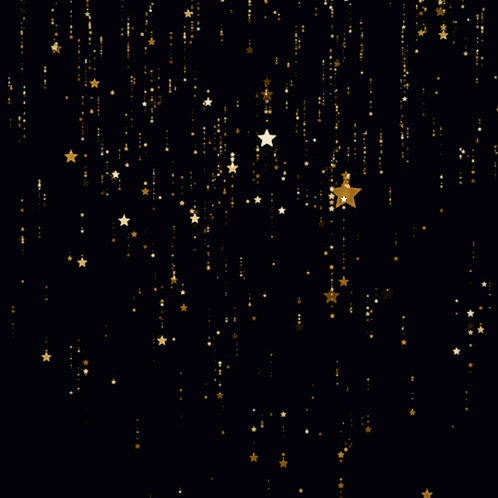 A Black Background With Gold Stars Falling From It GIF