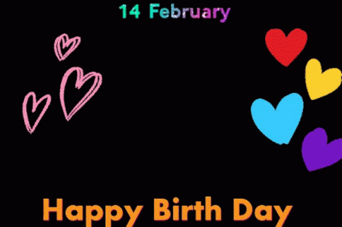 Black Background With Hearts And February 14 GIF