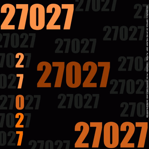 A Black Background With Orange Numbers And The Number 27027 GIF