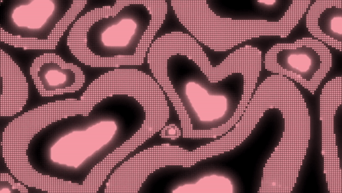 A Black Background With Pink Hearts And Circles On It GIF