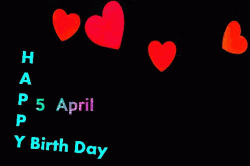 A Black Background With Red Hearts And The Words Happy Birthday On It GIF