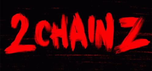 A Black Background With Red Letters That Say 2 Chainz GIF