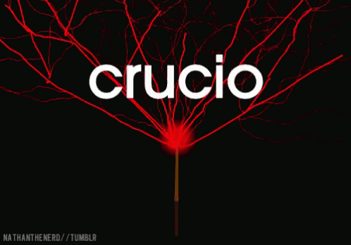 A Black Background With The Word Crucio In White Letters GIF