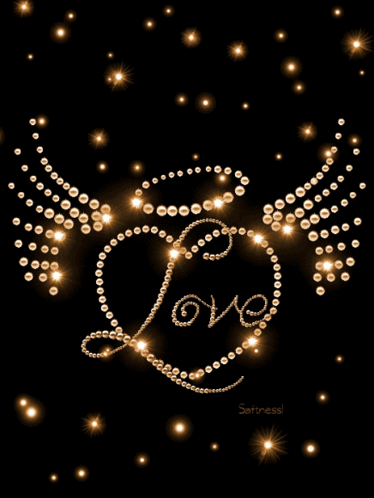 Black Background With Love In Gold GIF