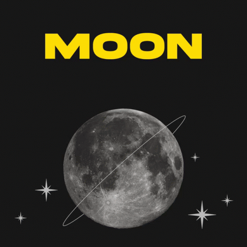 A Black Background With The Word Moon In Yellow GIF