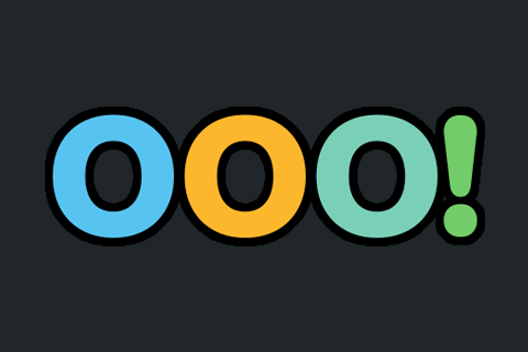 A Black Background With The Word Ooo In Blue Orange And Green GIF