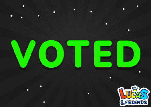 A Black Background With The Word Voted In Red GIF