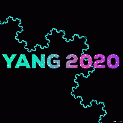 A Black Background With The Word Yang 2020 Written On It GIF