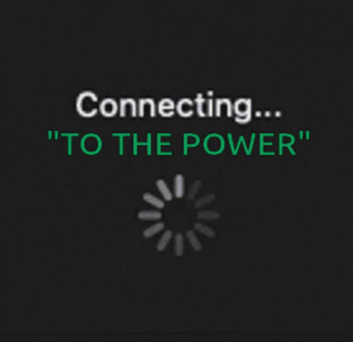 A Black Background With The Words Connecting To The Power On It GIF