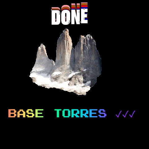 A Black Background With The Words Done And Base Torres Below It GIF