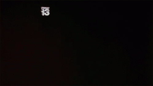 A Black Background With The Words Friday The 13Th Written In White GIF