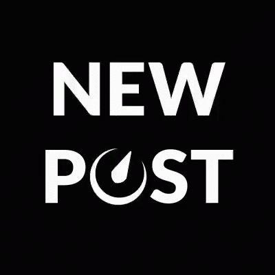 A Black Background With The Words New Post In Blue Letters GIF