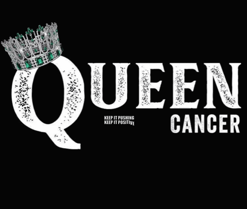 A Black Background With The Words Queen Cancer And A Crown GIF