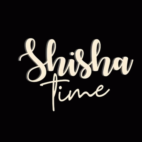 A Black Background With The Words Shisha Time Written In White GIF