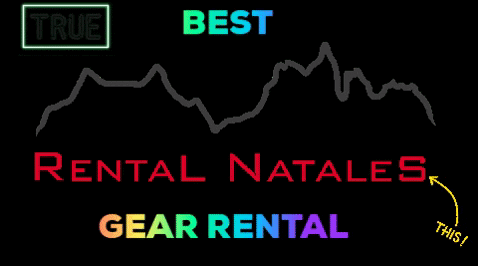 A Black Background With The Words " True Best Rental Natales Gear Rental " GIF