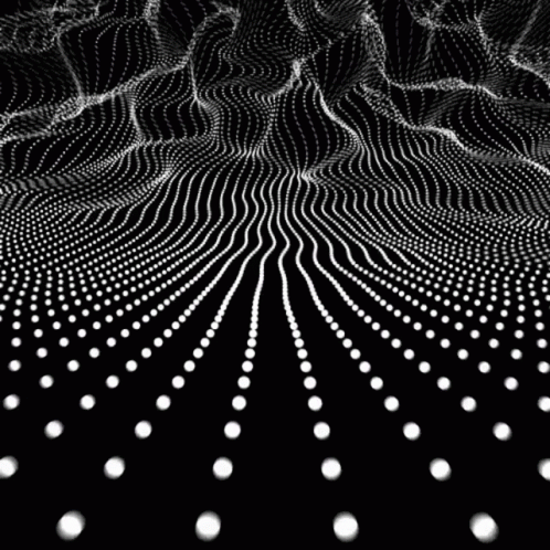 A Black Background With White Dots Moving In A Circular Pattern GIF