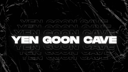 A Black Background With Yen Goon Cave Written In White Letters GIF