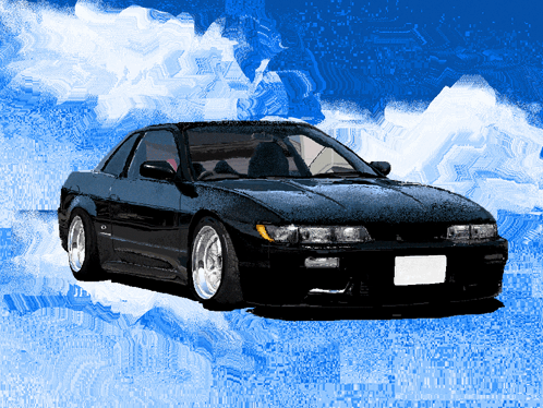 A Black Car Is On A Blue Background GIF