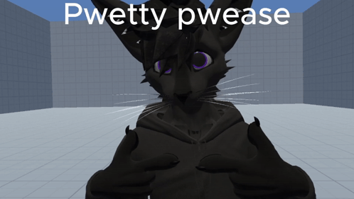 A Black Cat Giving A Thumbs Up With The Words Pwetty Pwease Written Above It GIF