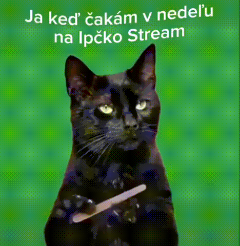 A Black Cat Is Holding A Nail File On A Green Background . GIF
