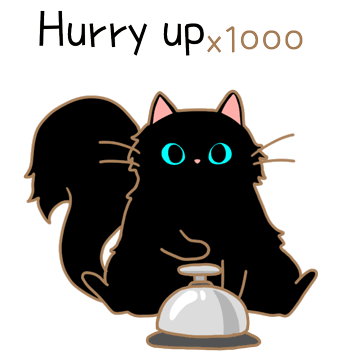 A Black Cat Is Sitting On A Bell With The Words Hurry Upx1000 Written Below It GIF