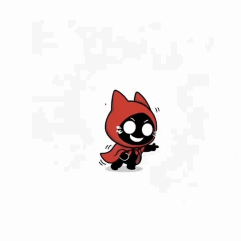 A Black Cat With A Red Cape Is Laughing With The Words Ha Ha Ha Ha Ha Surrounding It GIF