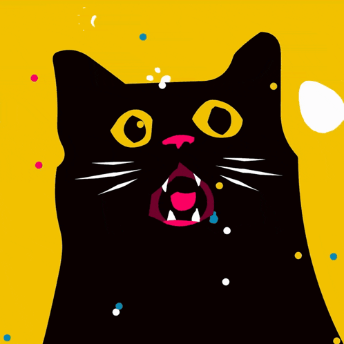 A Black Cat With A Surprised Look On His Face GIF