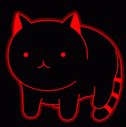 A Black Cat With Yellow Ears And A Yellow Outline GIF